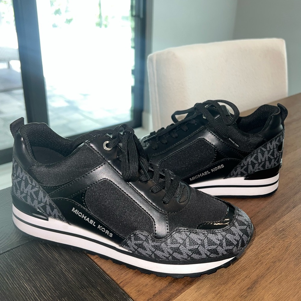 Worn one time! Michael Kors Black and Gray Women’s Sneakers